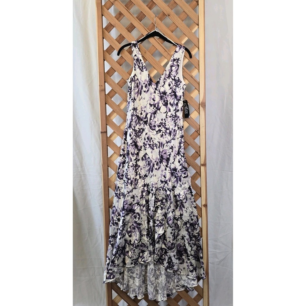Alex Evenings Sleeveless Mother Of The Bride Purple Floral Dress - Size 10